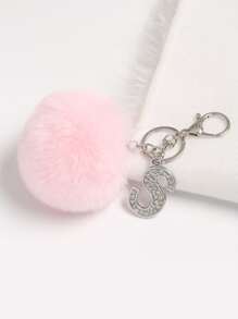 1入組鑽石&首字母&球形鑰匙扣,適用於汽車,手機,包包等 - 淺粉色 - 查看 5