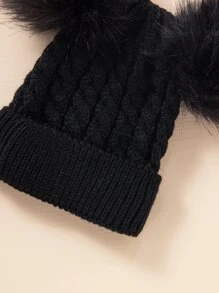 2pcs Parent Baby Pom Pom Beanie