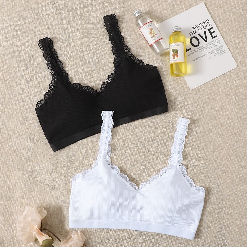 

2pack Lace Trim Bra Set, Multicolor