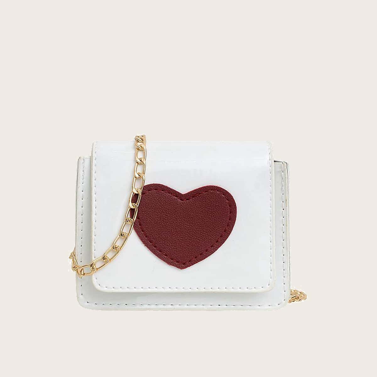 

Heart Mini Chain Crossbody Bag, White