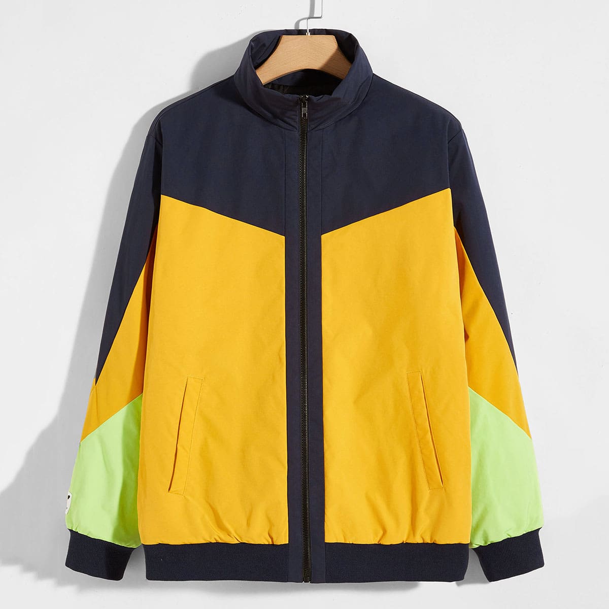 

Guys Zipper Placket Colorblock Jacket, Multicolor