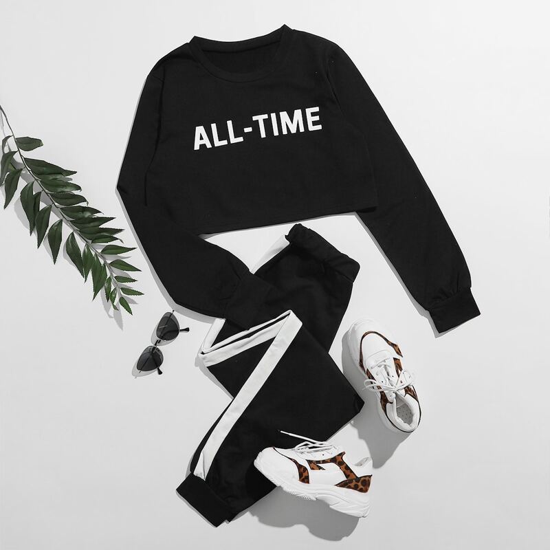 

Letter Graphic PJ Set, Black