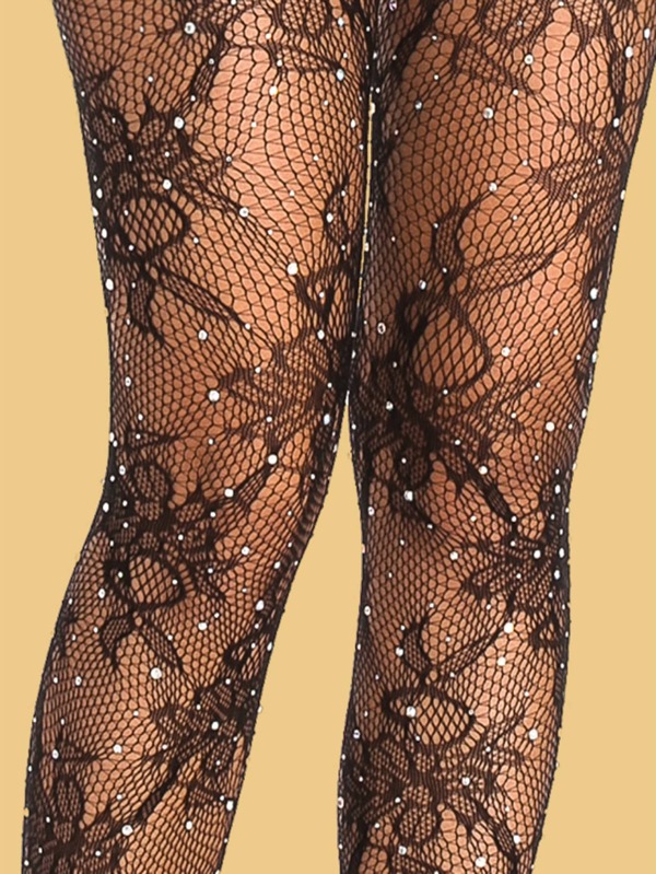 Rhinestone Decor Tights SHEIN UK