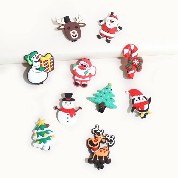 

10pcs Baby Christmas Tree Design Hair Clip, Multicolor