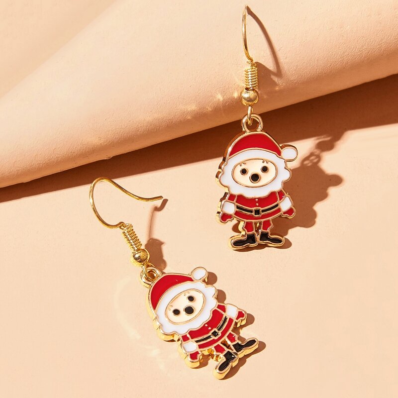 

Christmas Santa Claus Drop Earrings, Red