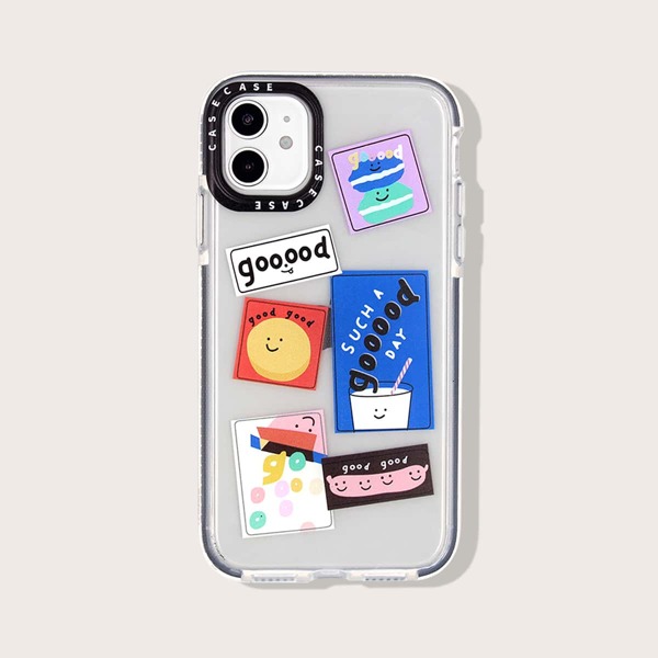 

Cartoon & Letter Graphic iPhone Case, Multicolor