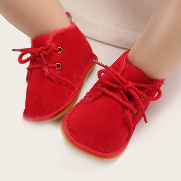 

Baby Boy Lace-up Front Wide Fit Boots, Red
