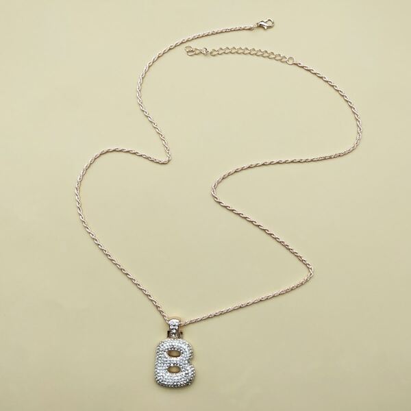 

Rhinestone Letter Pendant Necklace, Rose gold