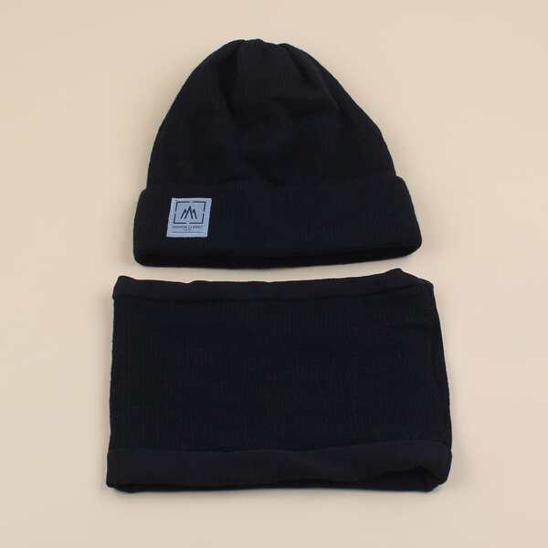 

1pc Cuff Beanie & 1pc Infinity Scarf, Black