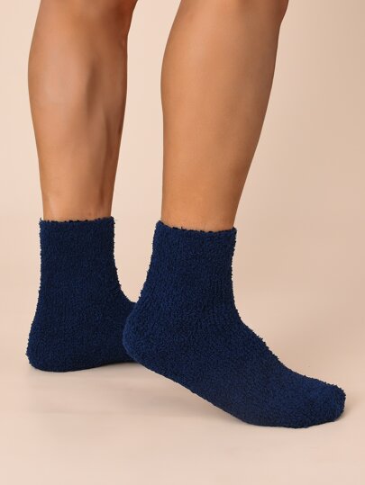 Men Solid Plush Socks