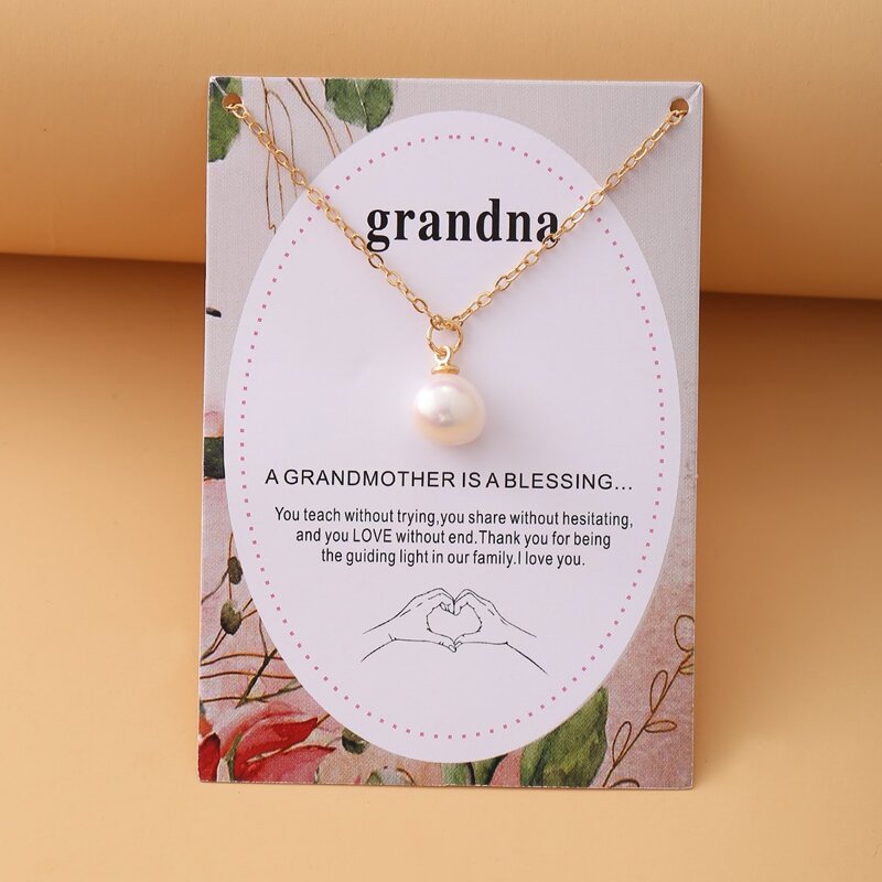 

Faux Pearl Pendant Necklace, Gold
