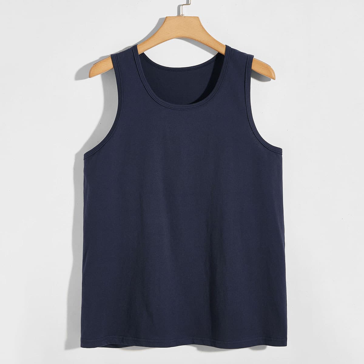 

Men Solid Crew Neck Tank Top, Navy blue