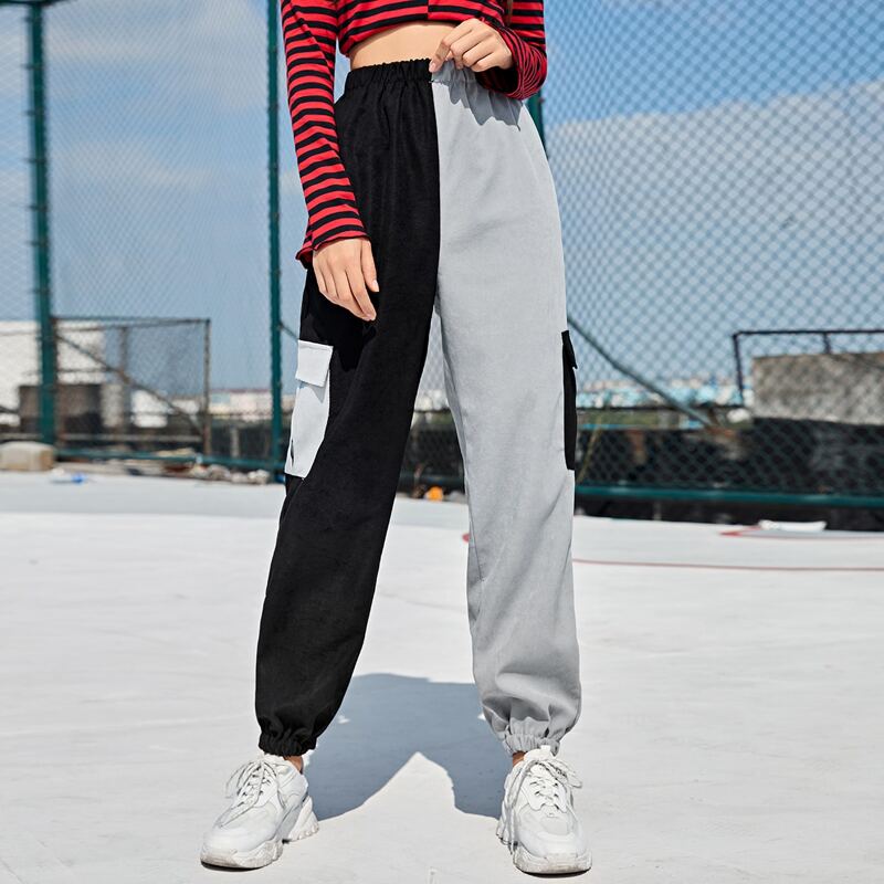 

Two Tone Cargo Pants, Multicolor
