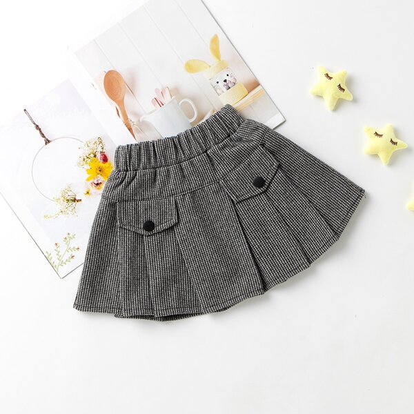 

Toddler Girls Houndstooth Pleated Skirt, Black