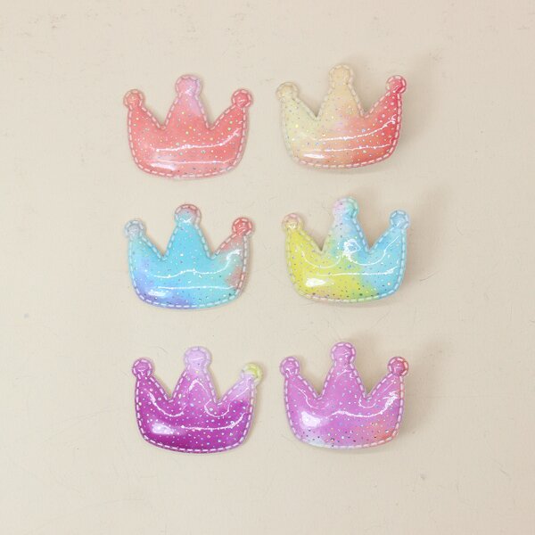 

6pcs Toddler Girls Crown Design Hair Clip, Multicolor