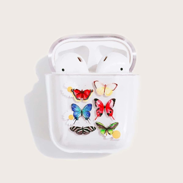 

Butterfly Print Transparent AirPods Case, Clear
