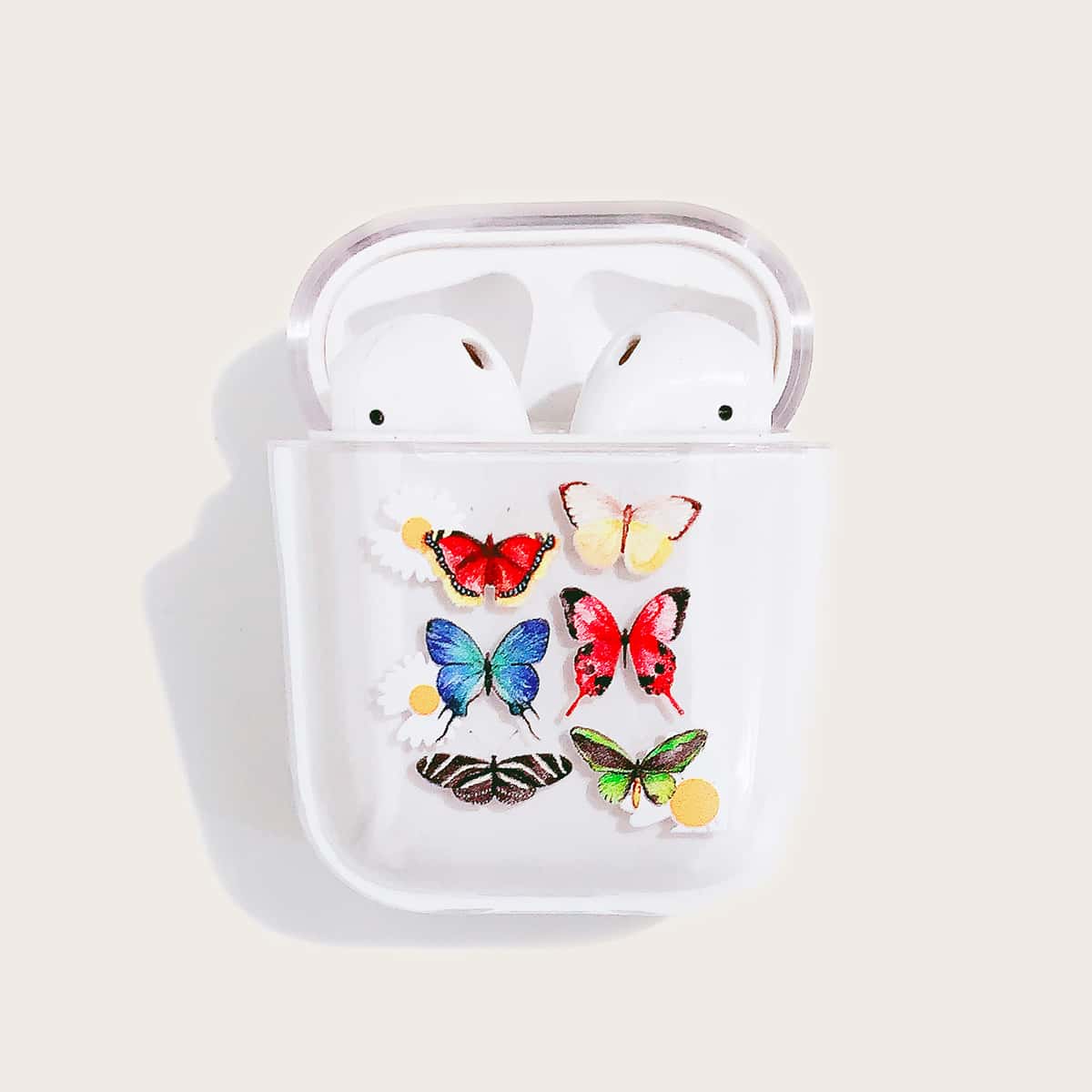 

Butterfly Print Transparent AirPods Case, Clear