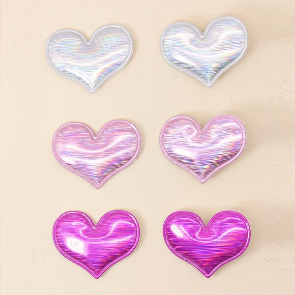 

6pcs Toddler Girls Heart Design Hair Clip, Multicolor