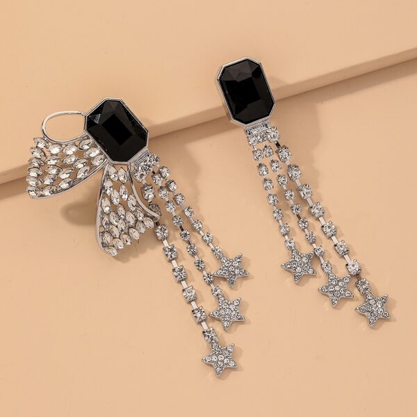 

Rhinestone Star Mismatched Drop Earrings, Silver