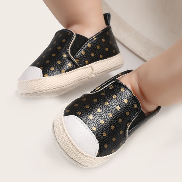 

Baby Girl Polka Dot Flats, Black