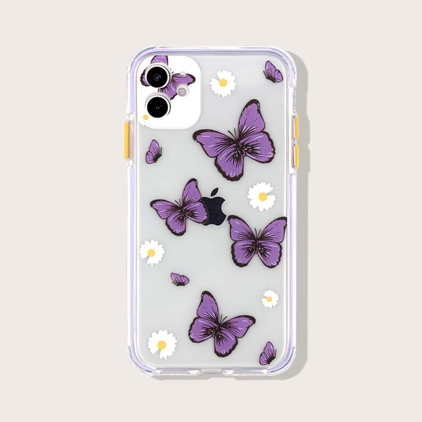 

Flower & Butterfly Print iPhone Case, Multicolor