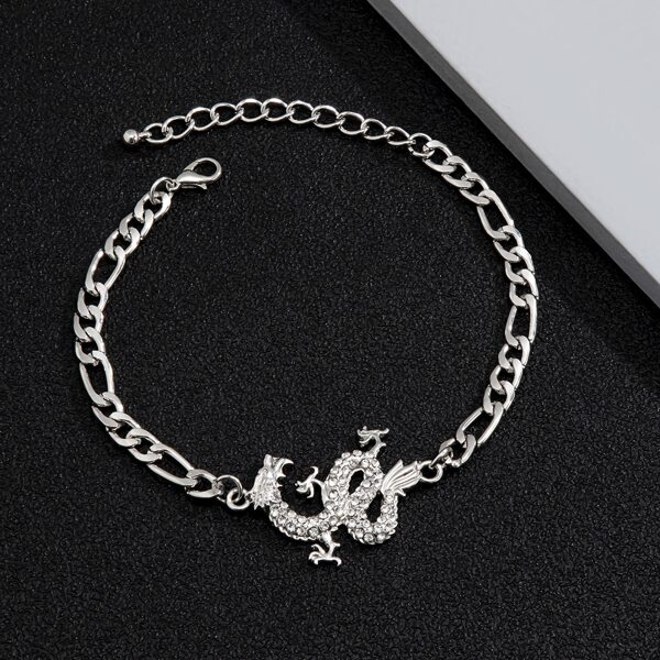 

Men Rhinestone Dragon Decor Chain Bracelet, Silver