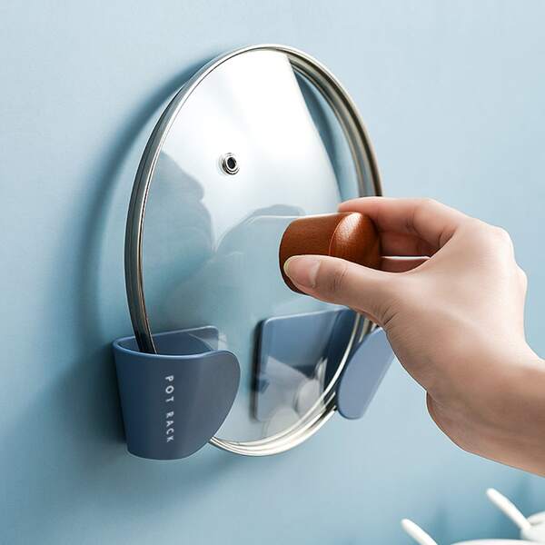 

2pcs Wall Mounted Pot Lid Holder, Blue