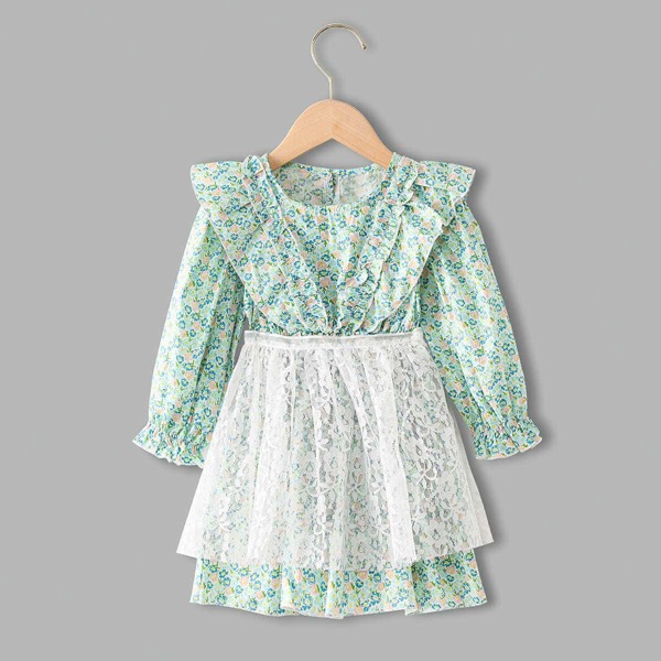 

Toddler Girls Ditsy Floral Lace Overlay Dress, Multicolor