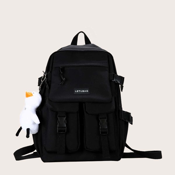 

Men Buckle Front Waterproof Backpack, Black
