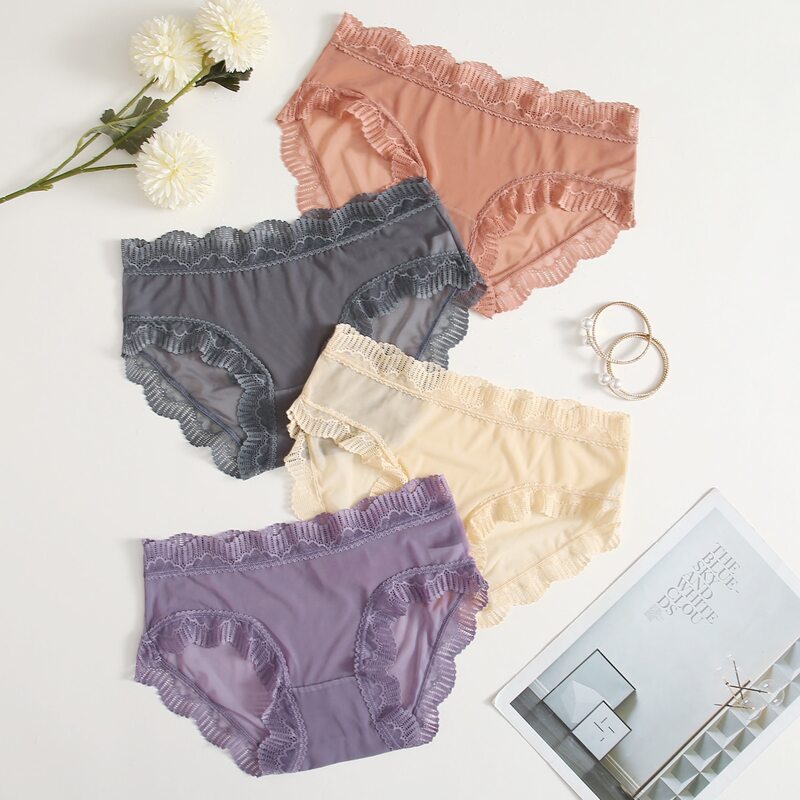 

4pack Lace Trim Panty Set, Multicolor