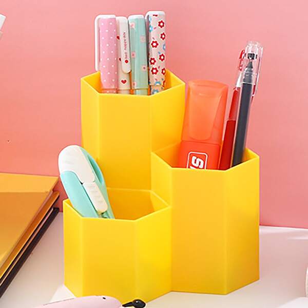 

1pc Hexagon Pen Holder, Yellow