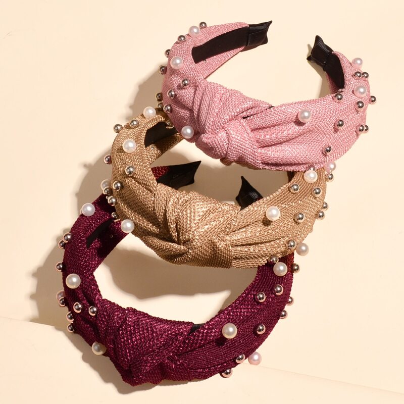 

3pcs Faux Pearl Hair Hoop, Multicolor