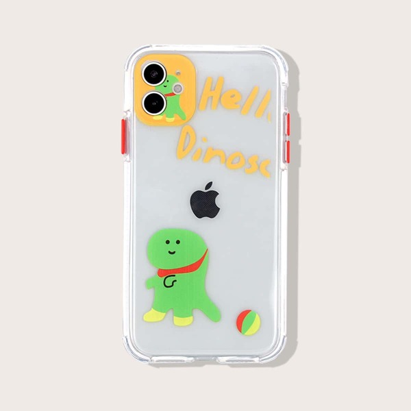 

Cartoon & Letter Graphic Transparent iPhone Case, Multicolor clear