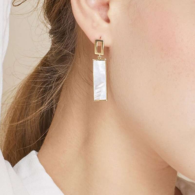 

Rectangle Drop Earrings, Gold