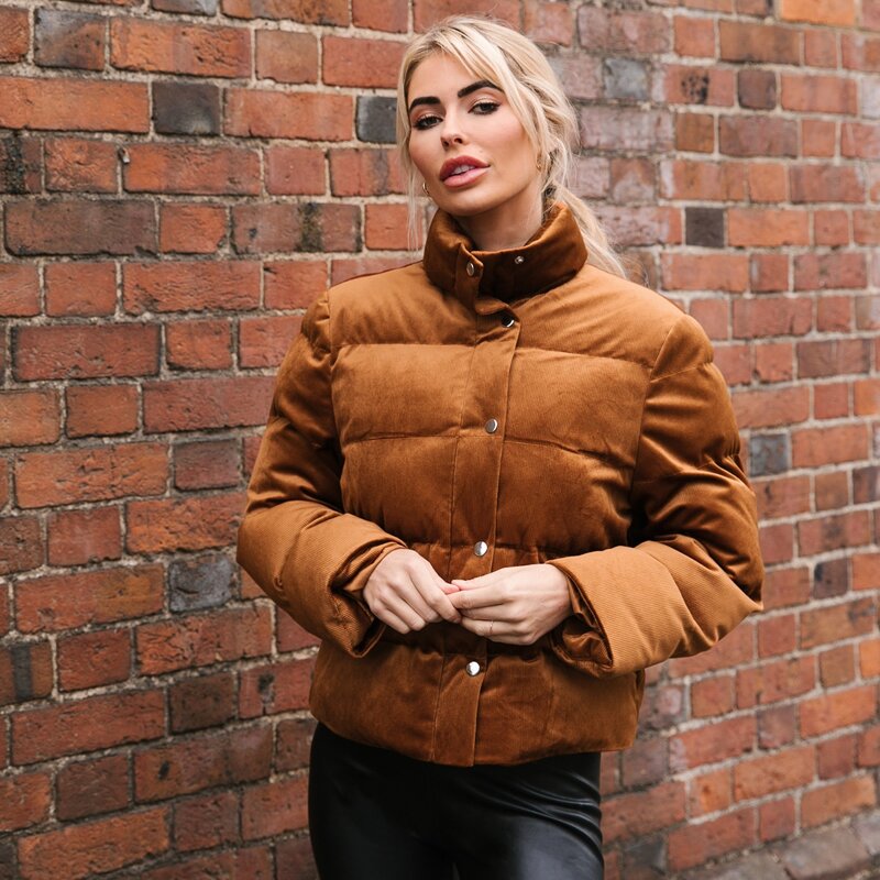 

Solid Puffer Jacket, Brown