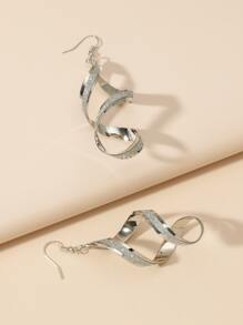 Bông tai thả xoắn ốc kim loại - Bạc - Xem 2