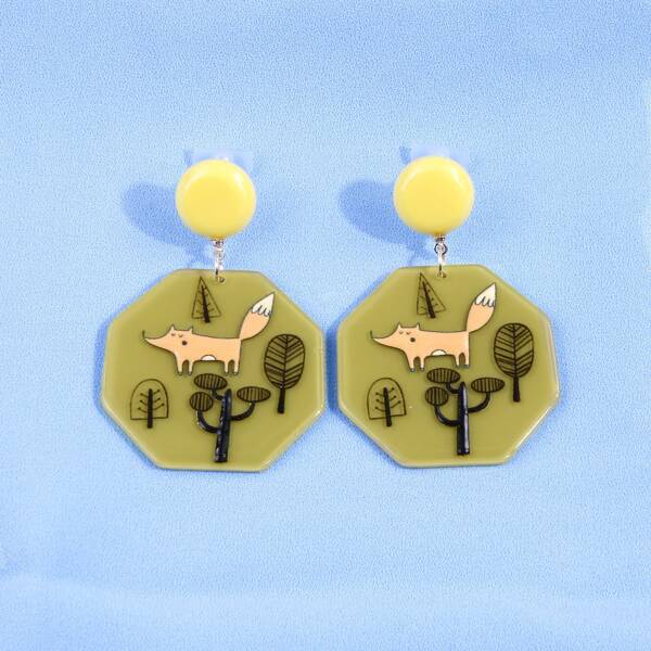 

Cartoon Graphic Geo Drop Earrings, Multicolor