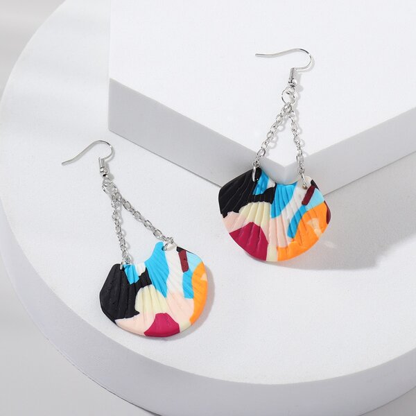 

Color Block Drop Earrings, Multicolor