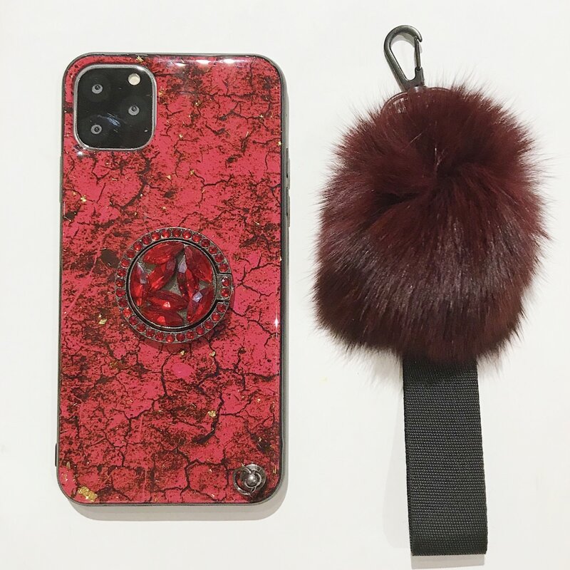 

Crack Print Phone Case & Ring Holder & Lanyard, Red