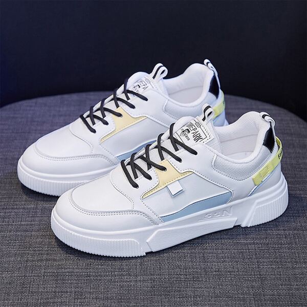 

Colorblock Lace-up Front Skate Shoes, White