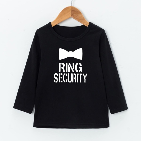 

Toddler Boys Bow And Letter Graphic Tee, Black