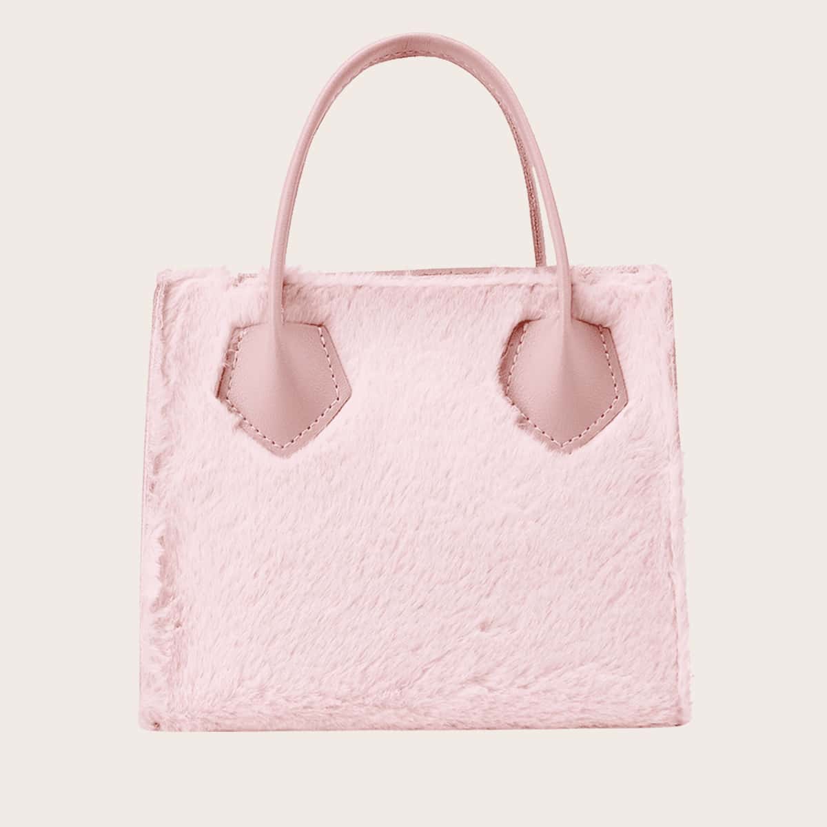

Minimalist Fluffy Satchel Bag, Pink