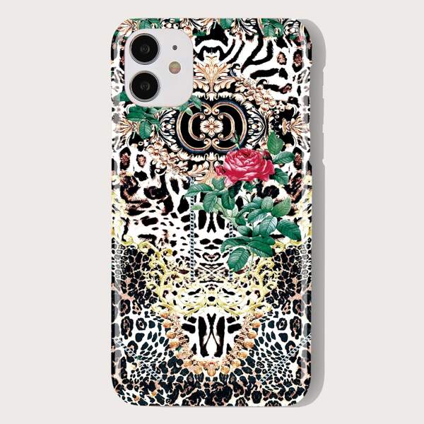 

Leopard & Flower Print iPhone Case, Multicolor