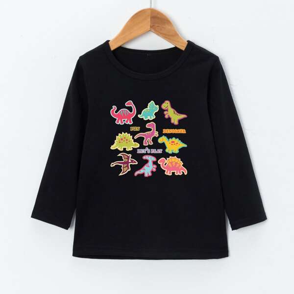 

Toddler Boys Dinosaur And Letter Graphic Tee, Black