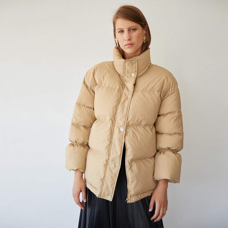 

Drop Shoulder Puffer Coat, Khaki