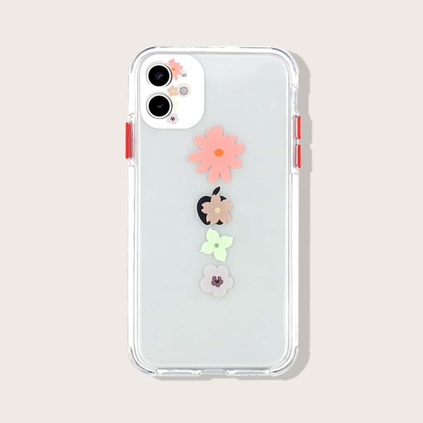 

Flower Print Transparent iPhone Case, Multicolor clear