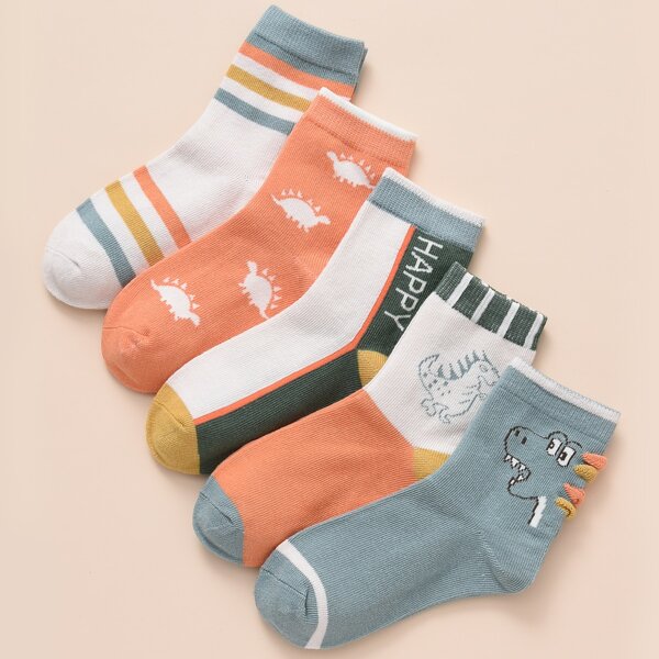 

5pairs Toddler Boys Cartoon Graphic Socks, Multicolor