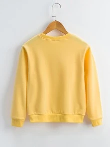 SHEIN Tween Girl Butterfly And Daisy Print Sweatshirt - Yellow - View 2