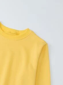 SHEIN Tween Girl Butterfly And Daisy Print Sweatshirt - Yellow - View 4