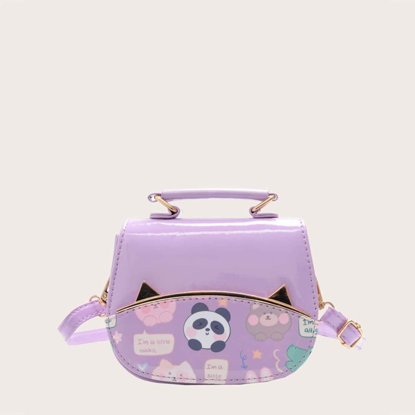 

Girls Cartoon Graphic Satchel Bag, Purple